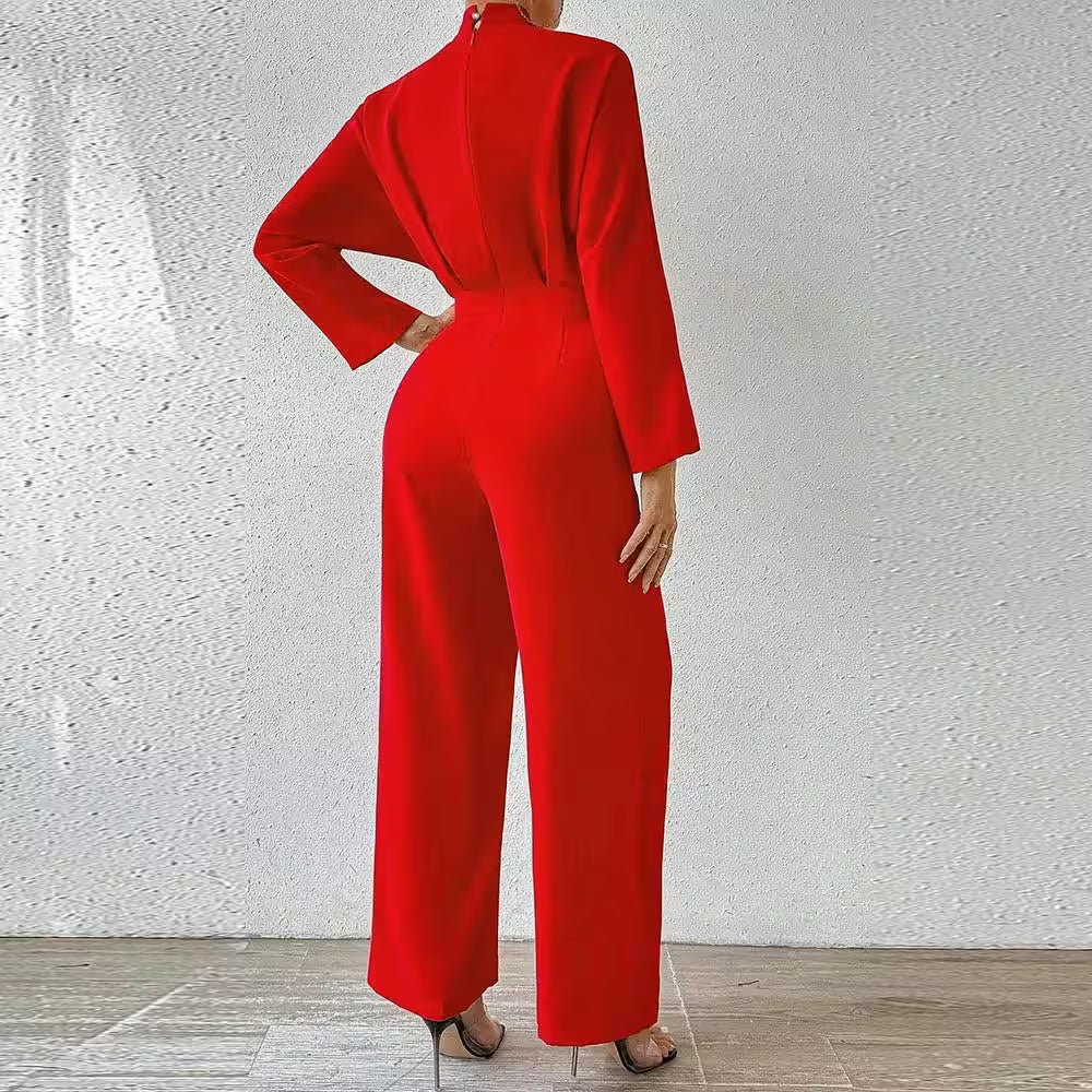 Jumpsuits Long Sleeve V-Neck Ankle Office Lady - Additional View 2