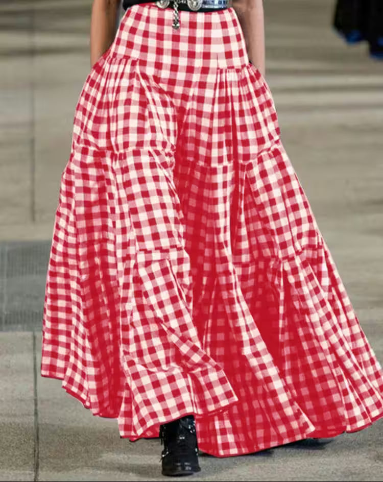 Plus Size 5XL Skirts Summer A Line Plaid - Additional View 2