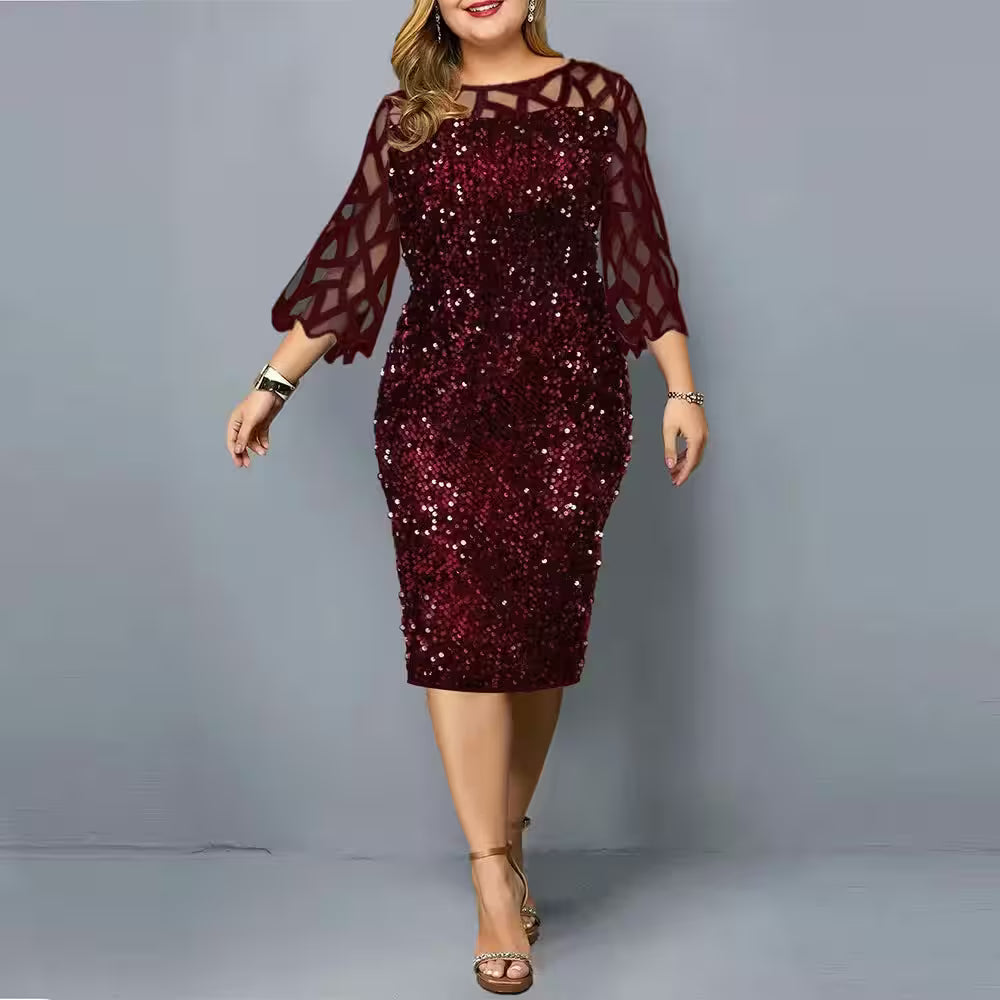 Party Dress 3/4 Sleeves Plus Size Mid - Additional View 11