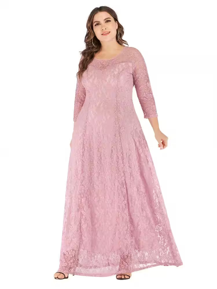Plus Size Elegant Lace Dress - Additional View 3