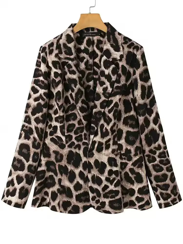 Fashion Leopard Printed Vintage Blazer - Additional View 2