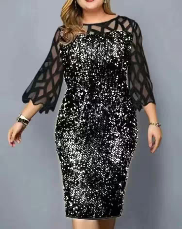 Party Dress 3/4 Sleeves Plus Size Mid - Additional View 6
