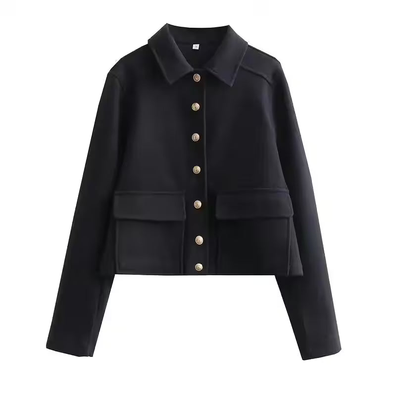 Jacket Women Button Cropped - Women's Fashion - View 8