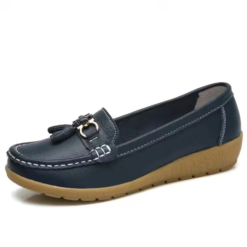 Genuine Leather Wedge Casual Shoes Ballerina - Additional View 12