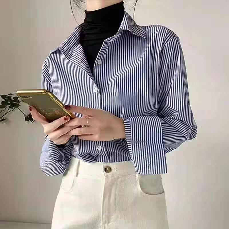 Casual Loose Fit Striped Top - Additional View 5