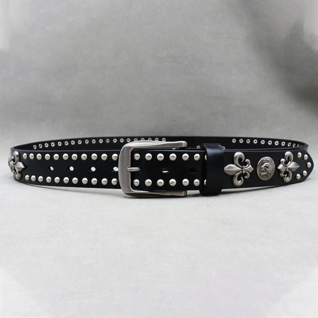 Nice Rivet Genuine Leather Belt Goth Style - Additional View 4