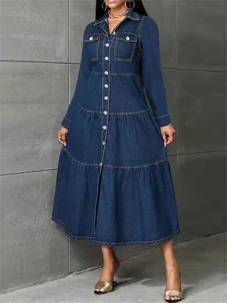 Casual Button Cardigan Long Sleeve Dresses - Additional View 5