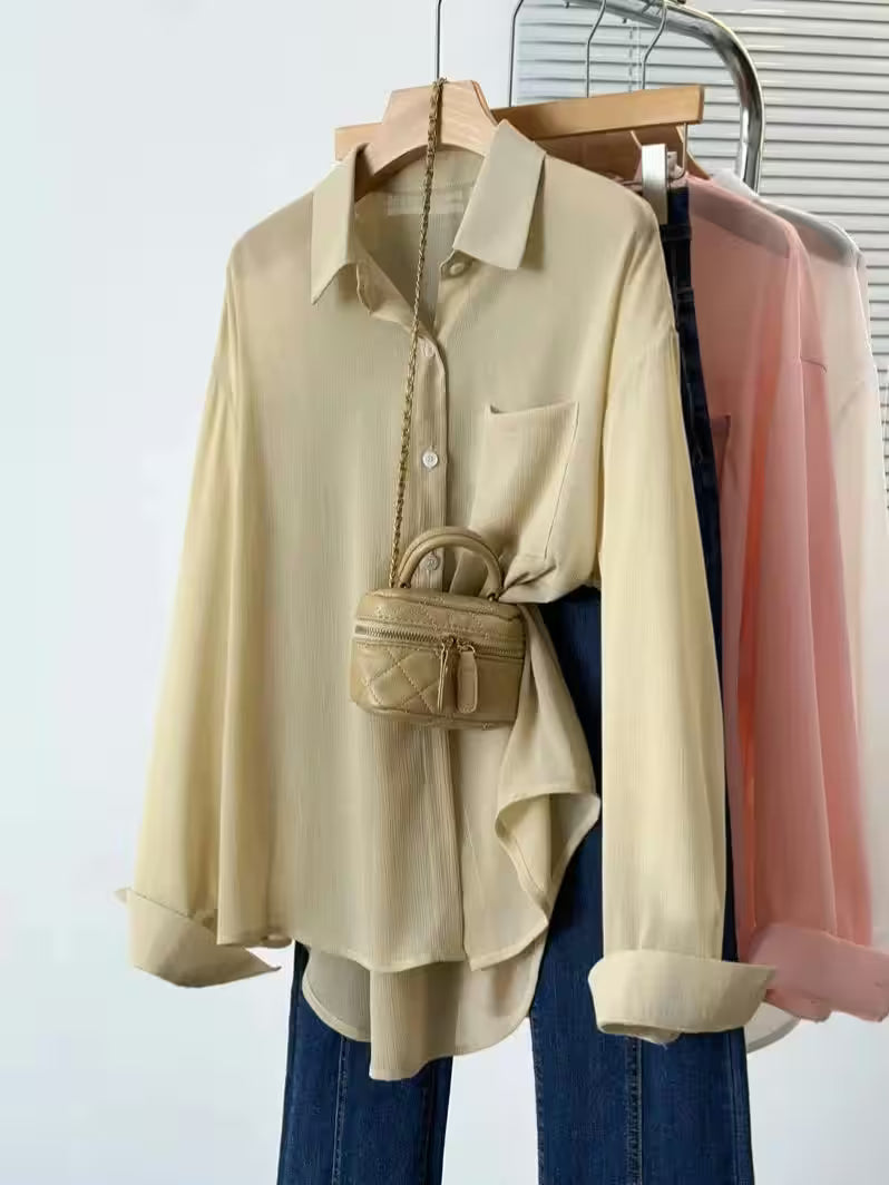 Plus Size Shirt Arrivals Long Sleeve Chiffon - Additional View 3