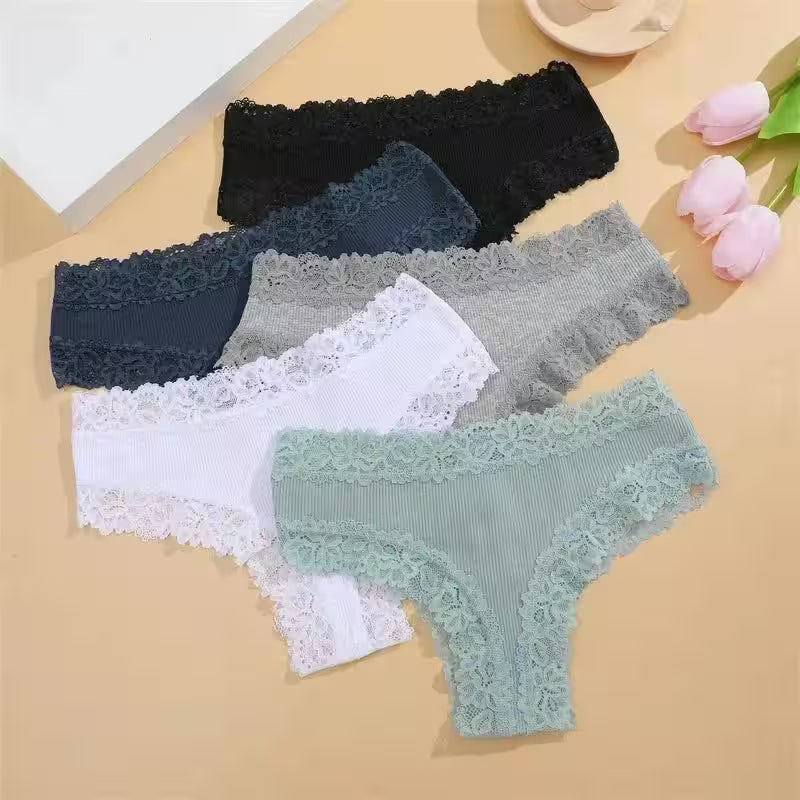 5Pcs/set Cotton Panties Floral Lace Intimate Underwear Trendy - Additional View 8