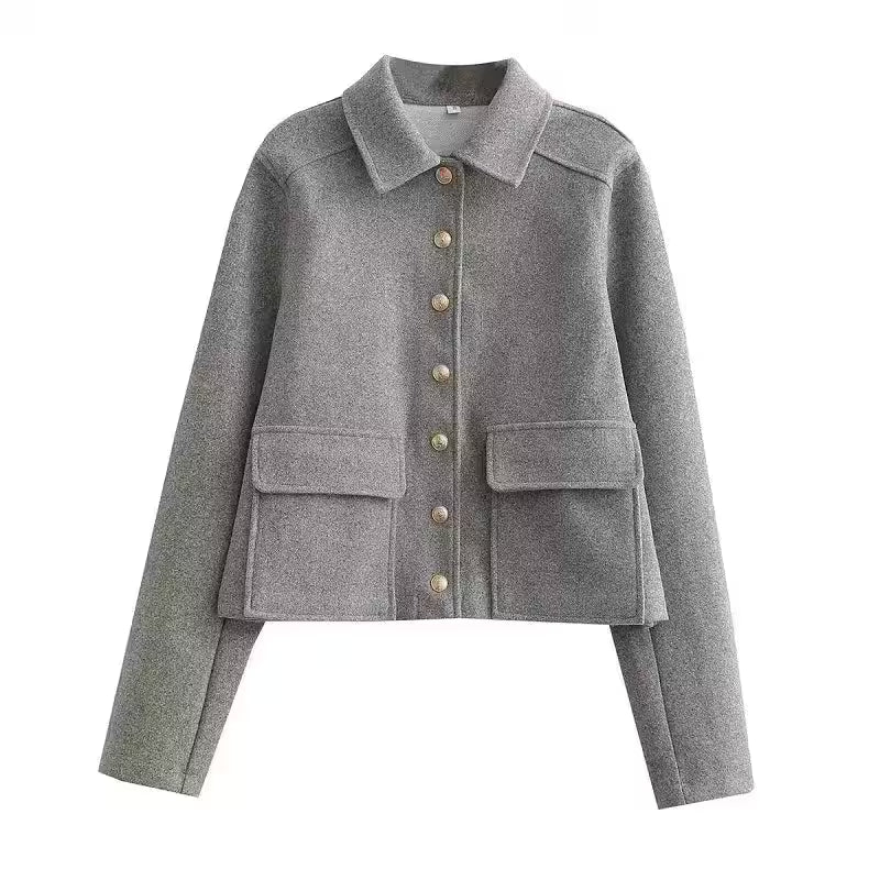 Jacket Women Button Cropped - Women's Fashion - View 7