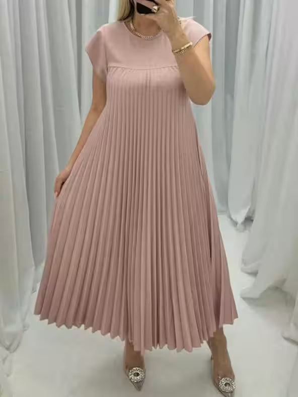 Dress fashion O-Neck Sleeveless Pleated Maxi - Women's Fashion - View 9