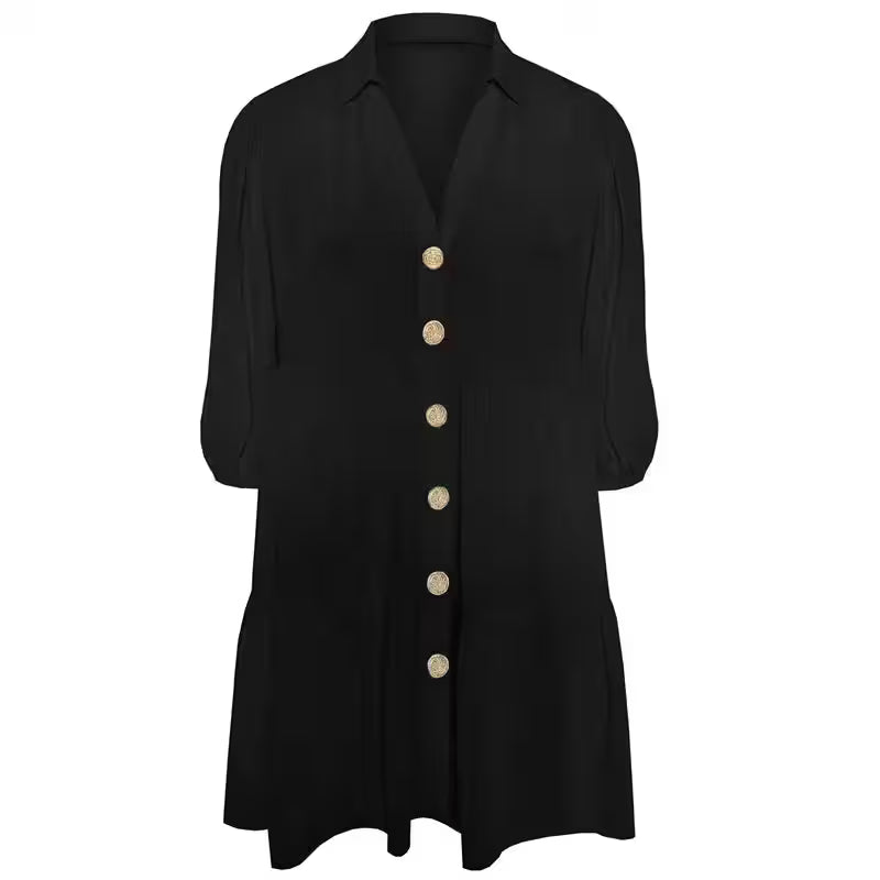 Plus Size Button Down Elegant Spring Autumn Tunic Tops - Additional View 6