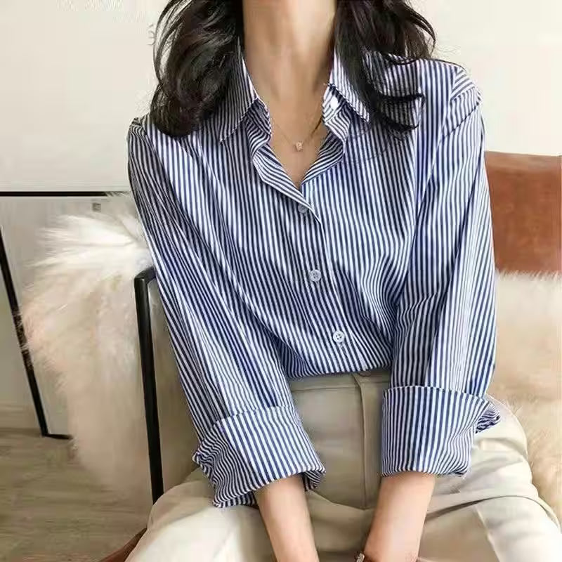 Casual Loose Fit Striped Top - Additional View 4