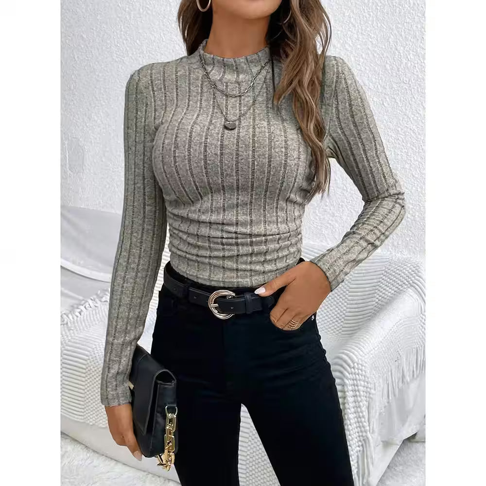 T-Shirts Plain Elasticity Long Sleeve Skinny - Additional View 4