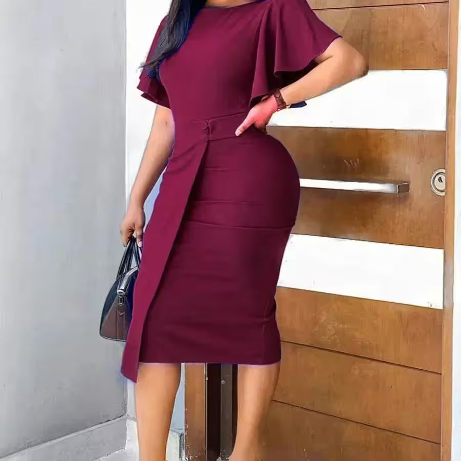 Buttons Sheath Mid Calf Professional Work Dress Midi Hot - Additional View 7