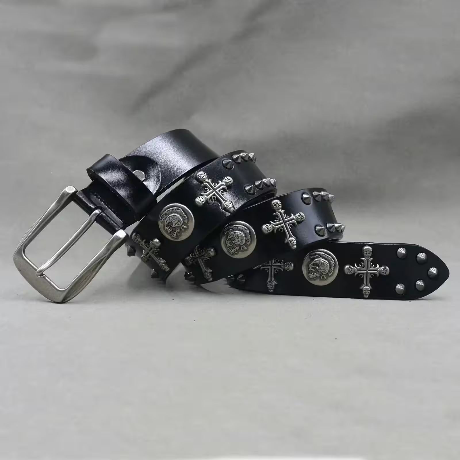 Nice Rivet Genuine Leather Belt Goth Style - Additional View 9