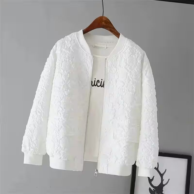 Casual White Jacket Top Female Cardigan Zipper - Additional View 20