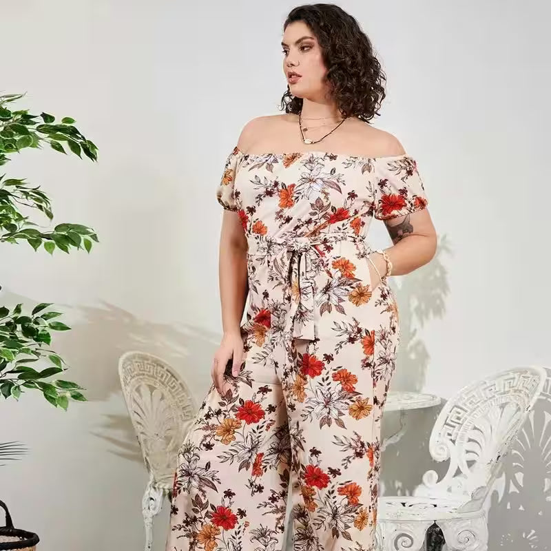 Plus Size Floral Print Elegant Jumpsuits - Additional View 5