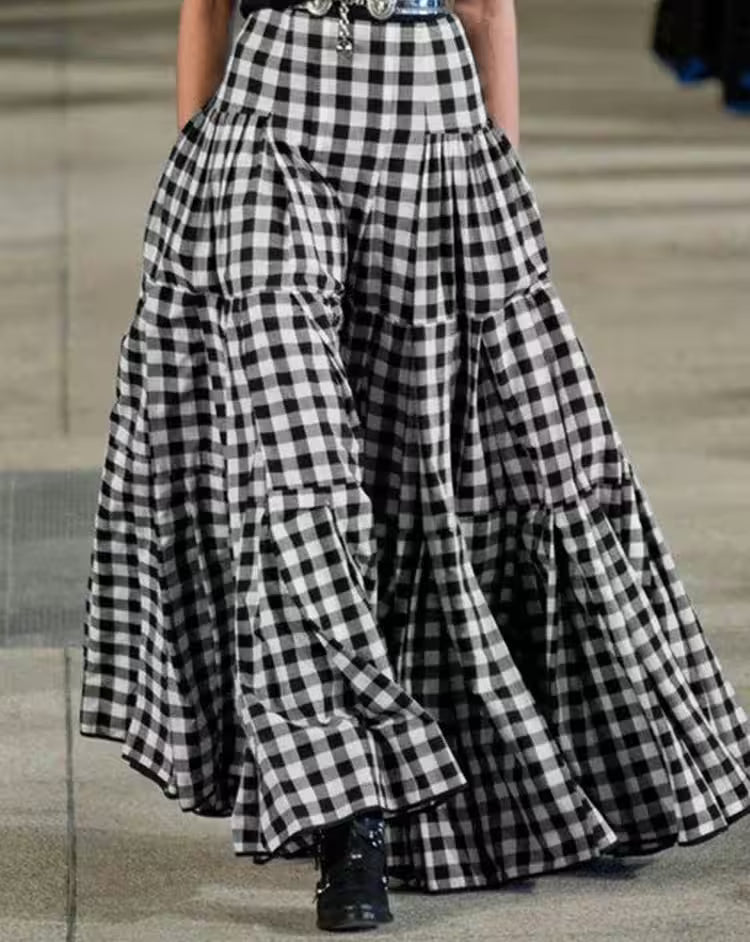 Plus Size 5XL Skirts Summer A Line Plaid - Additional View 3