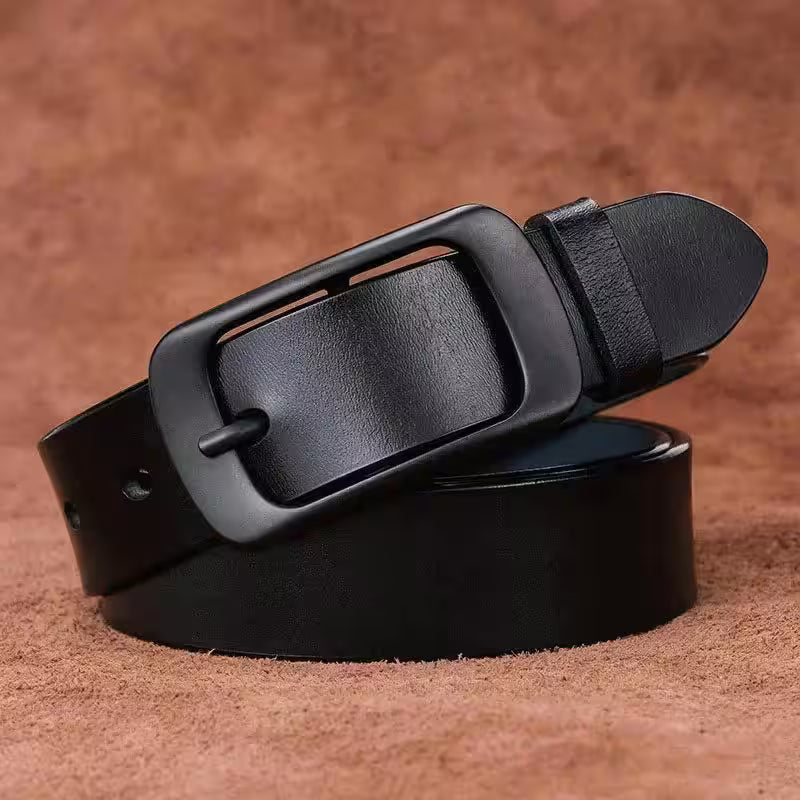 Belt Cow Genuine Leather Black Alloy Pin - Additional View 7