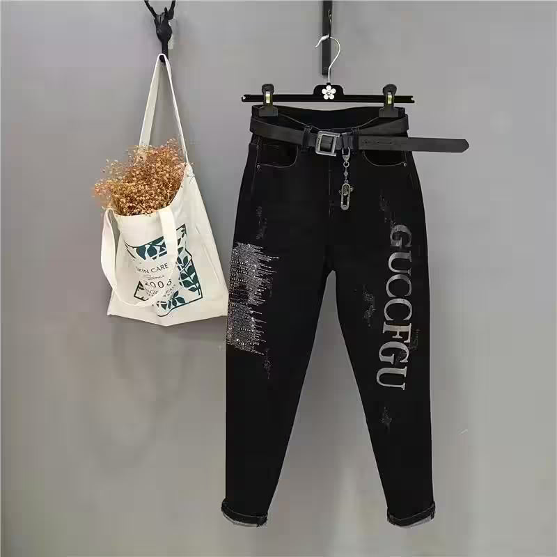 Jeans Streetwear Diamonds High Waisted Casual - Additional View 6