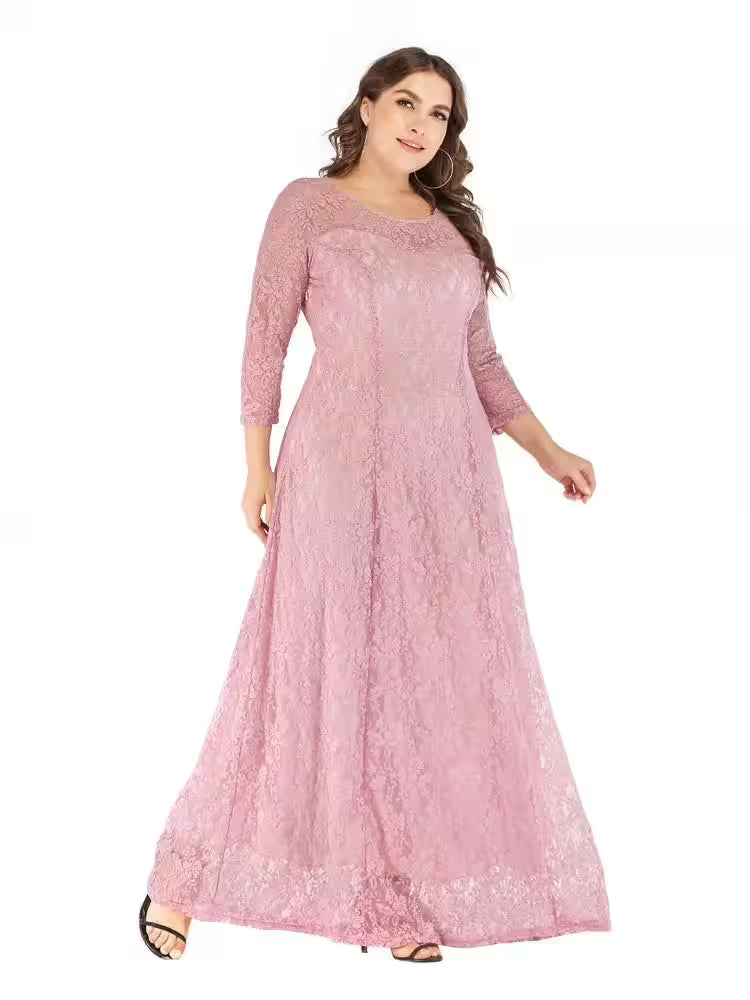 Plus Size Elegant Lace Dress - Additional View 4