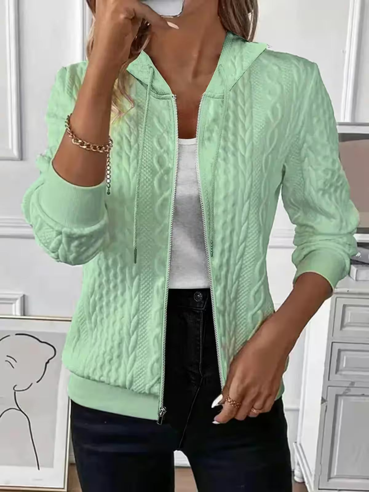 Long Sleeve Zipper Coat Autumn Winter - Additional View 10