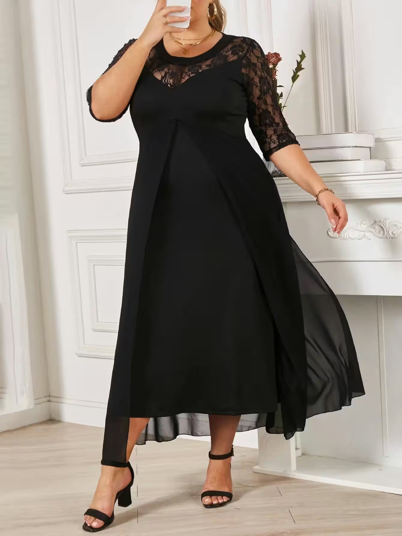 Plus Size Sexy Elegant Lace Patchwork - Additional View 6
