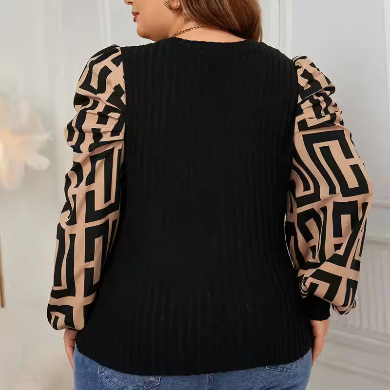 Plus Size Patchwork T-Shirt Chiffon - Women's Fashion - View 4