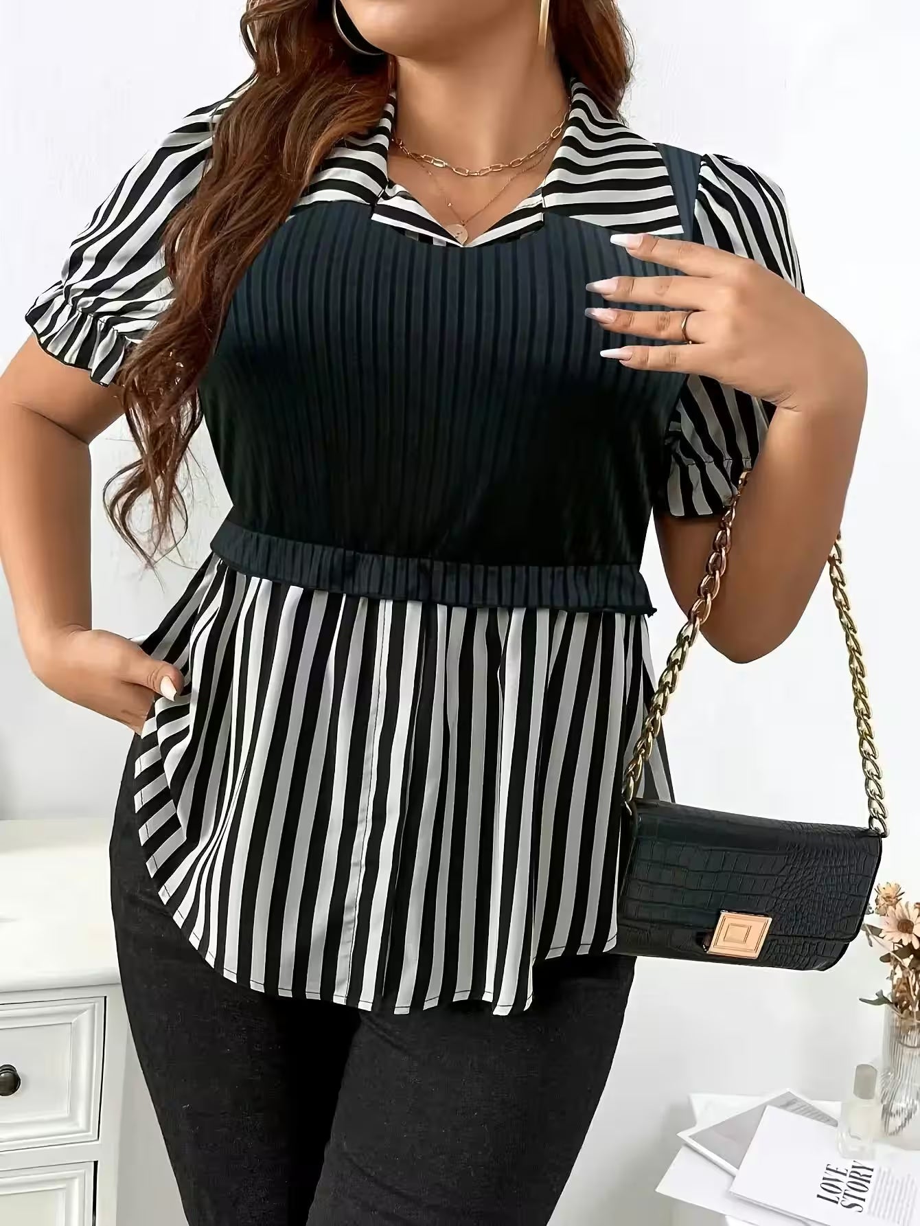 Plus Size Fashion Elegant Black Top - Women's Fashion - View 5