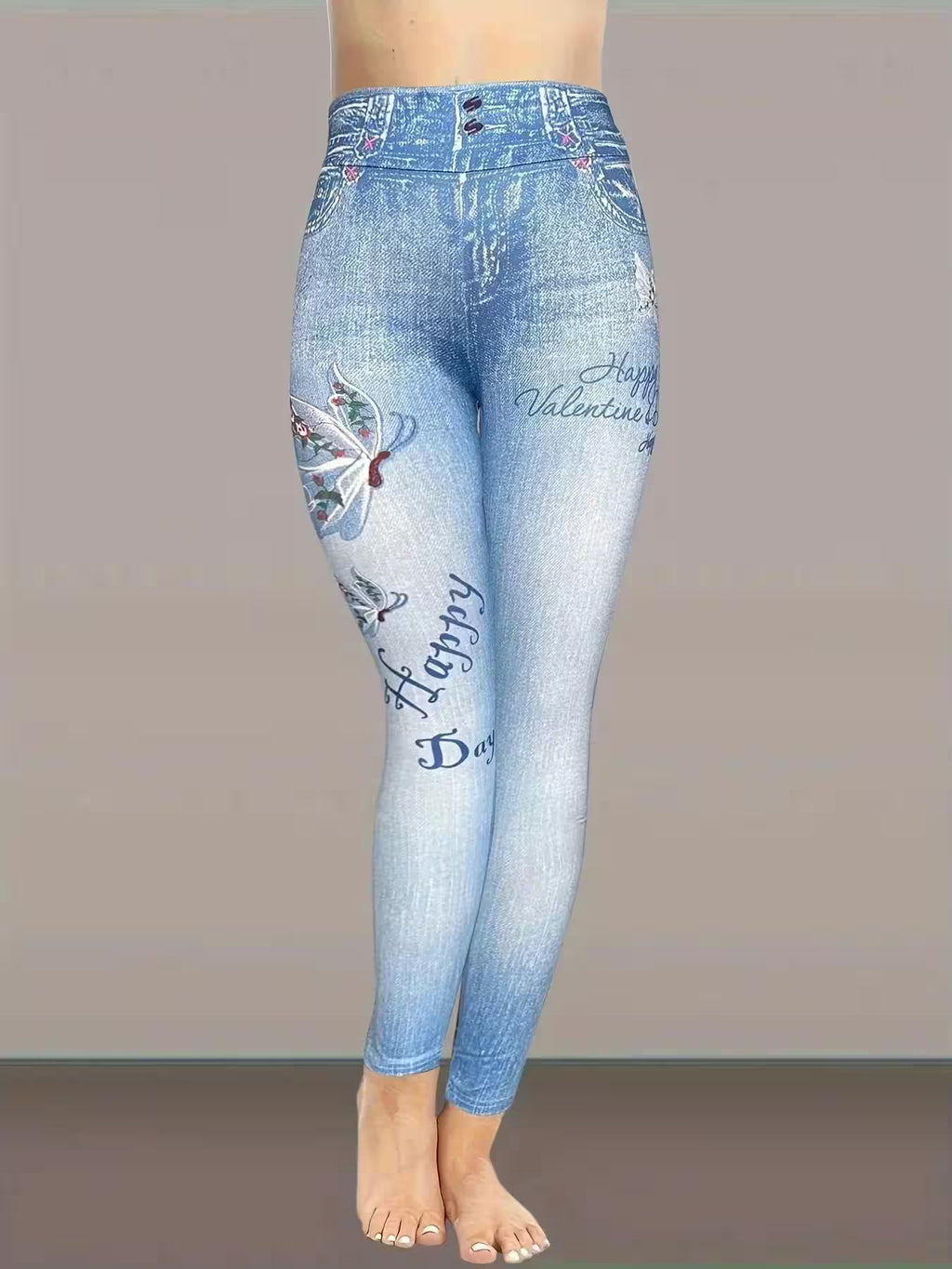Bottoms - Butterfly Print Skinny Leggings