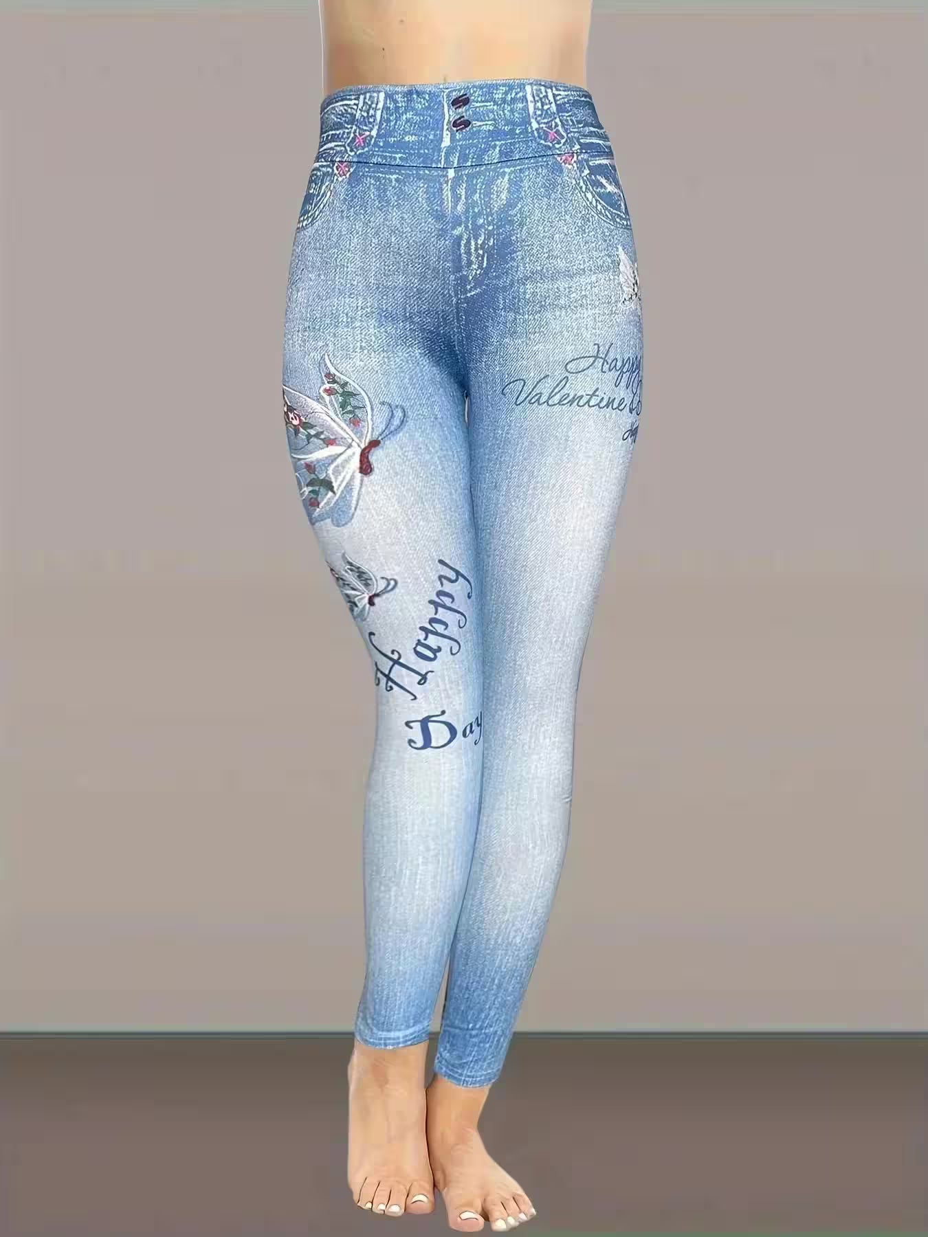 Bottoms - Butterfly Print Skinny Leggings