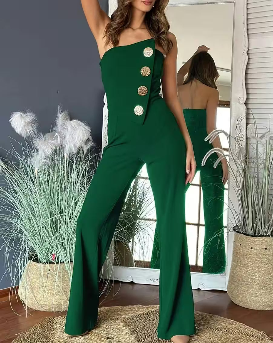 Sexy Asymmetrical Bandeau Strapless Jumpsuits - Additional View 7