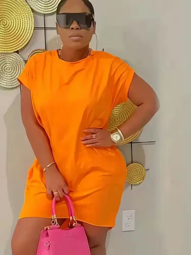 Casual Crew Neck Short Sleeve Bag Hip Dress - Women's Fashion - View 5