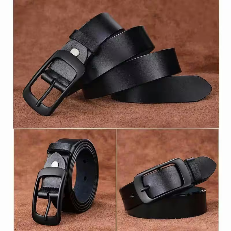 Belt Cow Genuine Leather Black Alloy Pin - Additional View 15