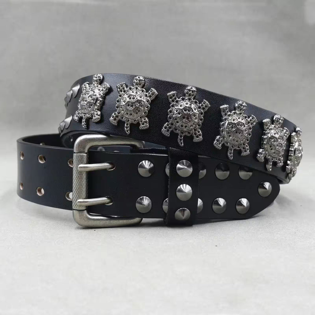 Nice Rivet Genuine Leather Belt Goth Style - Additional View 31