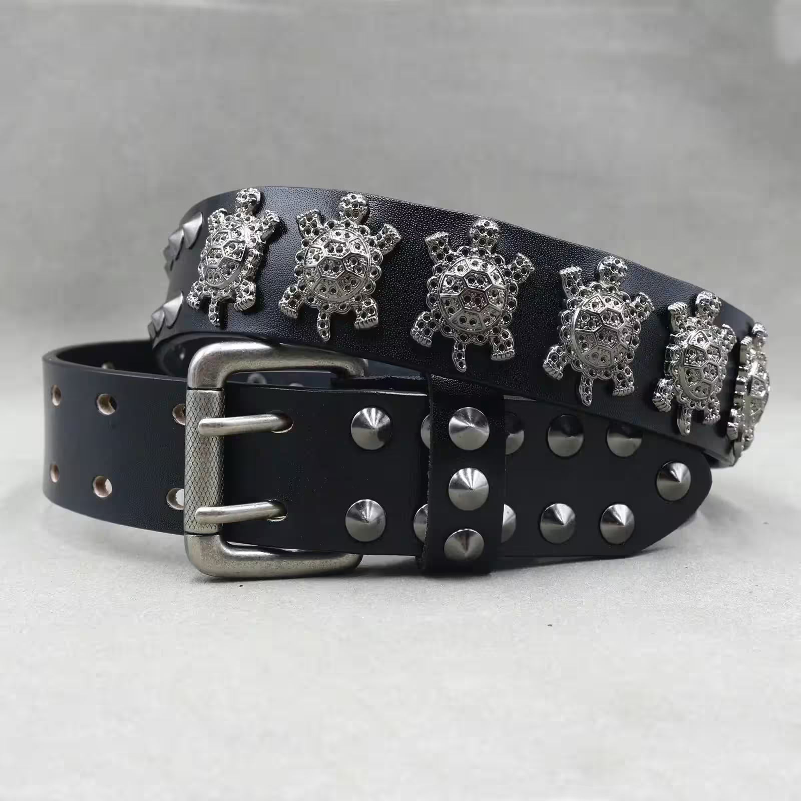 Nice Rivet Genuine Leather Belt Goth Style - Additional View 31