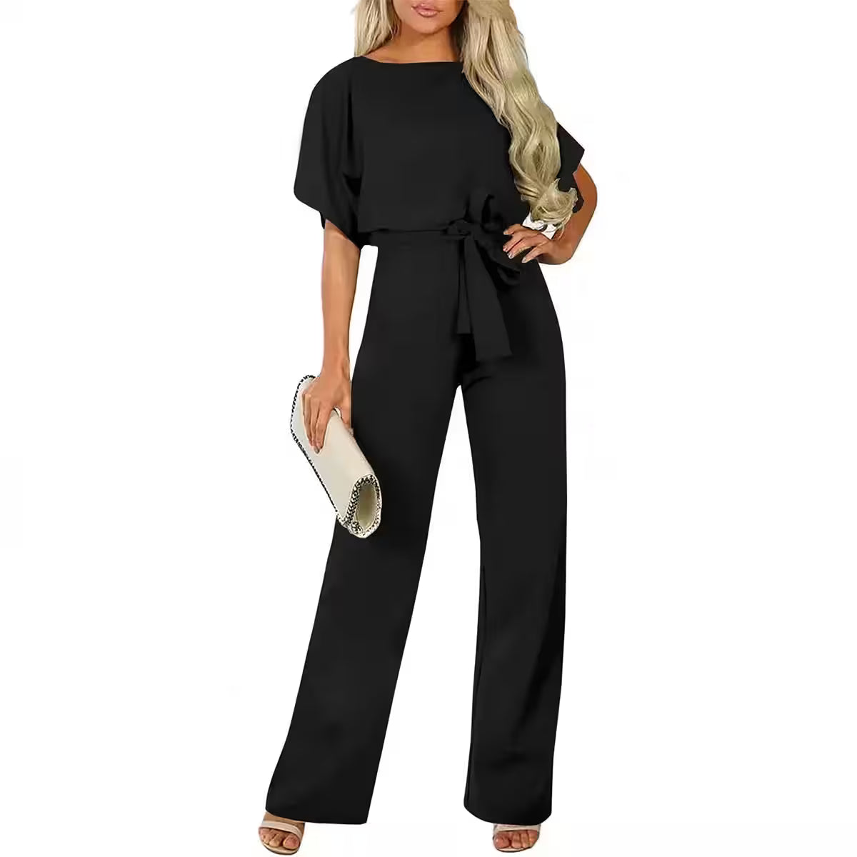 Belted Jumpsuit Casual Wide-Leg Pants  Summer - Additional View 7