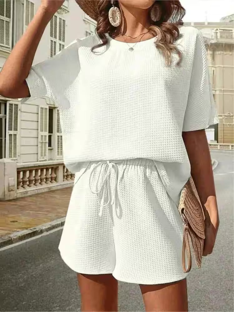 2 Piece Sets Outfit Solid Color Casual Loose Short - Additional View 4