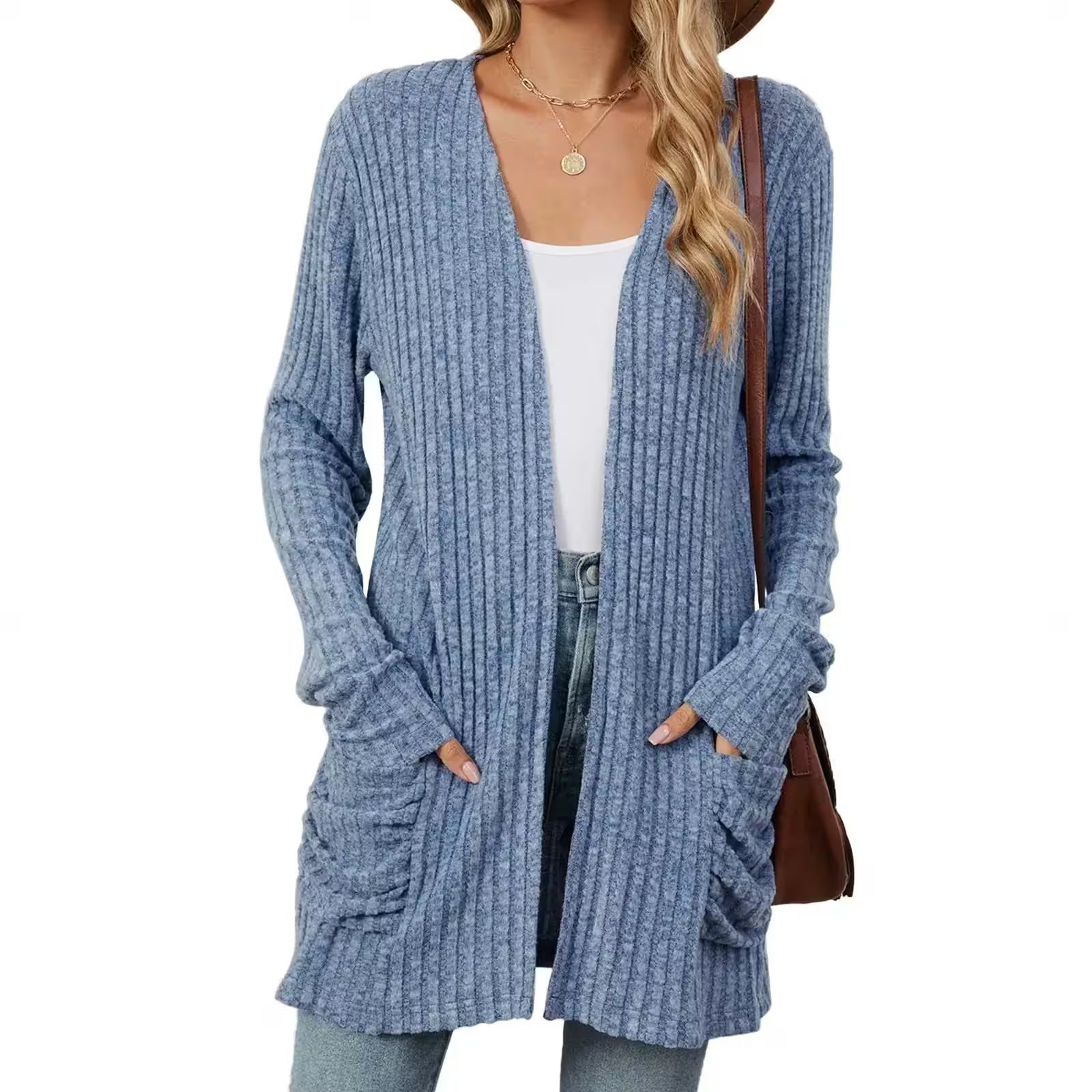 Lightweight 3/4 Sleeve Black Sweater Cardigan Casual - Women's Fashion - View 13