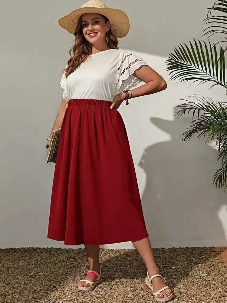 Rings - Plus Size Skirt 2025 Spring/Summer New Fashionable Simple