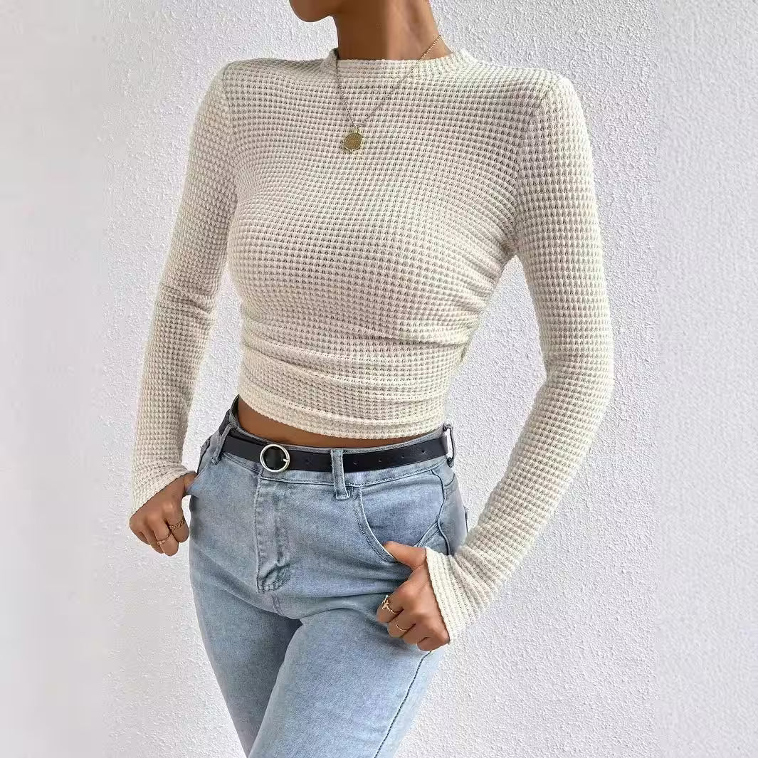 T-shirt Long-sleeved Sexy Slim Round Neck Top - Additional View 3