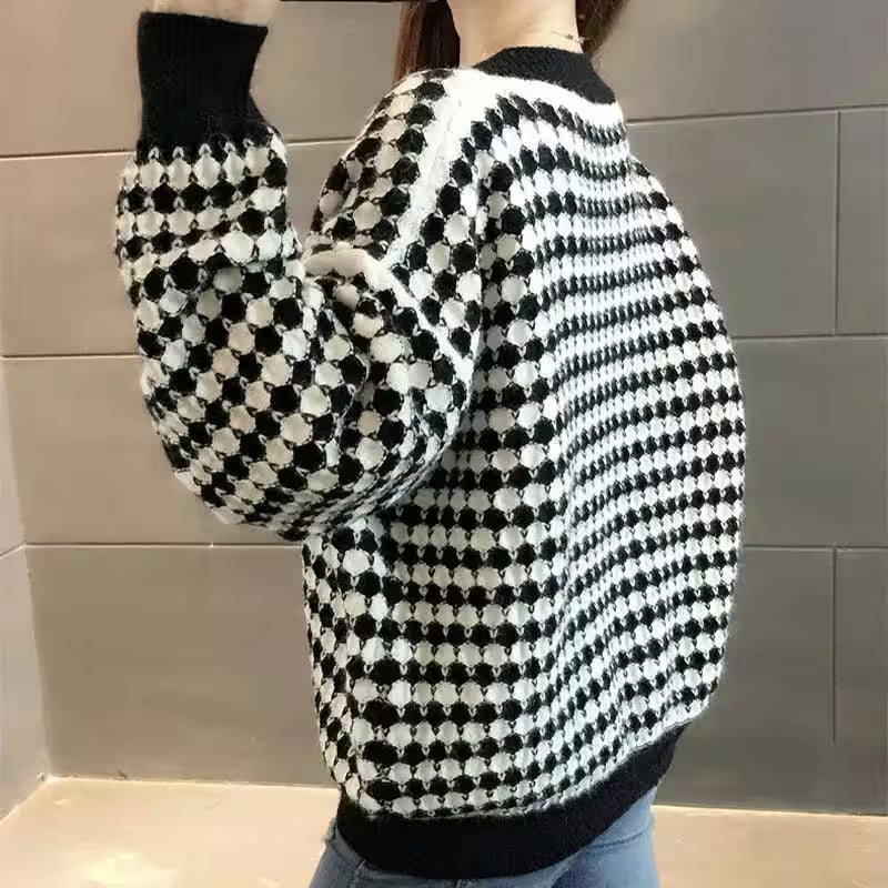 V-Neck Loose Clothing Bat Sleeve Sweater Spring - Women's Fashion - View 4