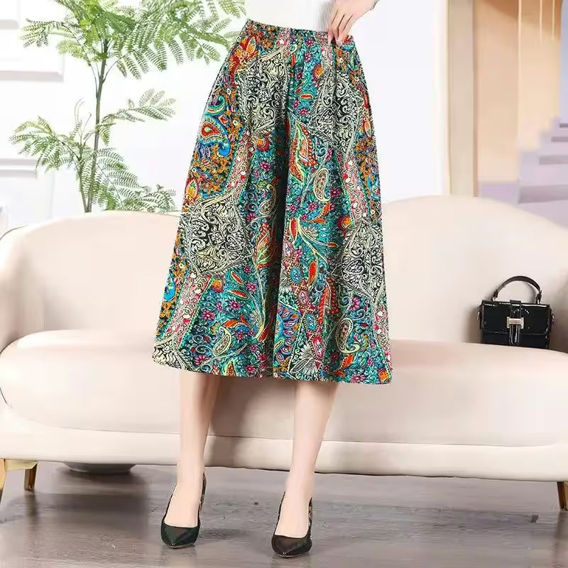 Plus Size Fashionable Flower Print Short Skirt Classic - Additional View 4