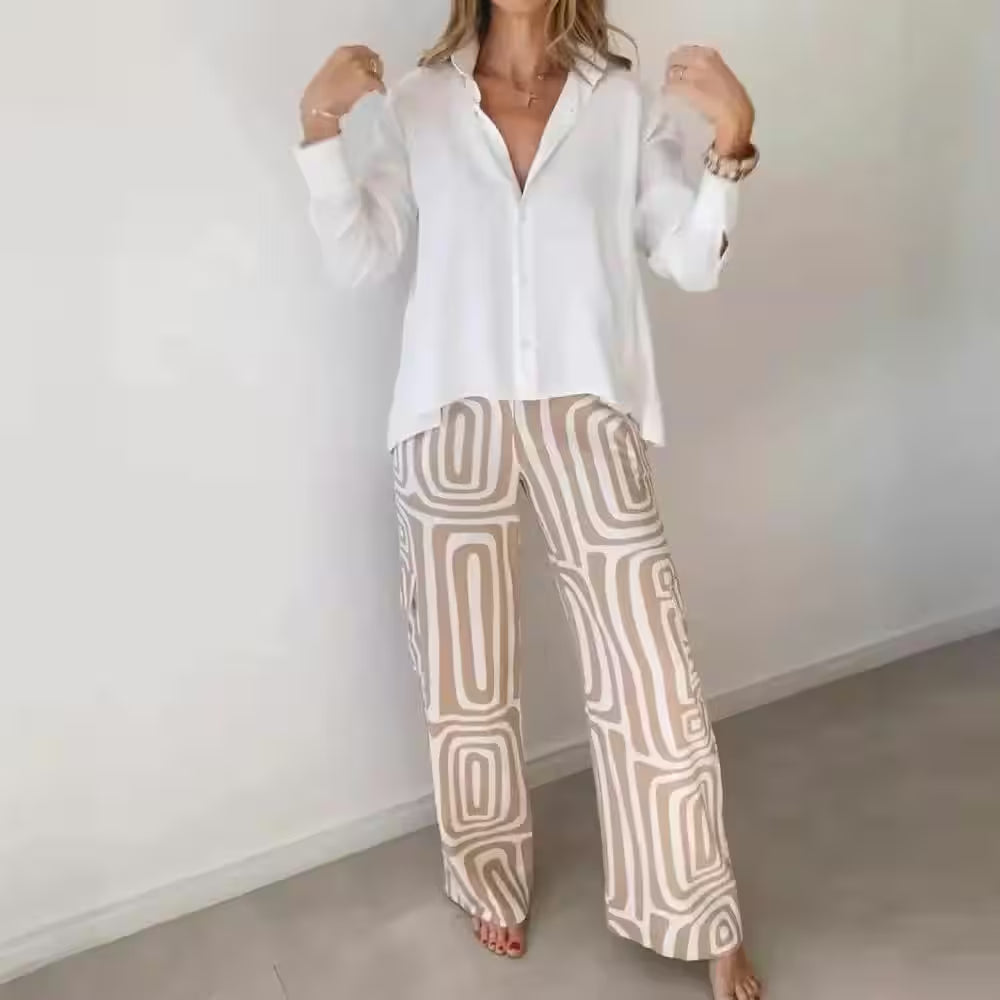 Shirt Elastic Waist Print Trousers 2Piece Set spring 2025 - Additional View 8