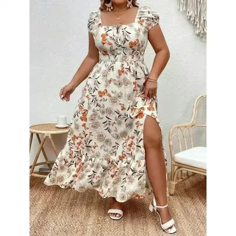 Plus size floral casual dress - Women's Fashion - View 6