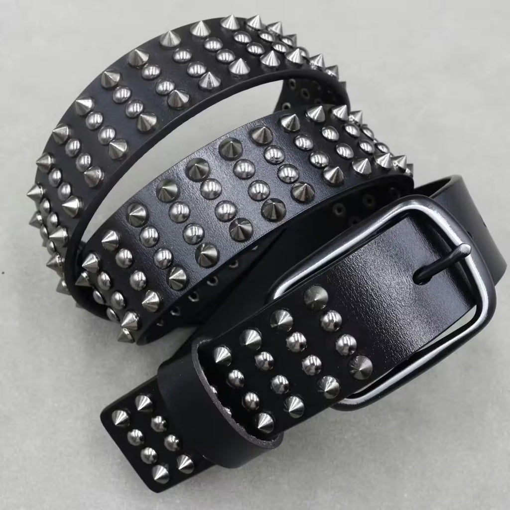 Nice Rivet Genuine Leather Belt Goth Style - Additional View 10