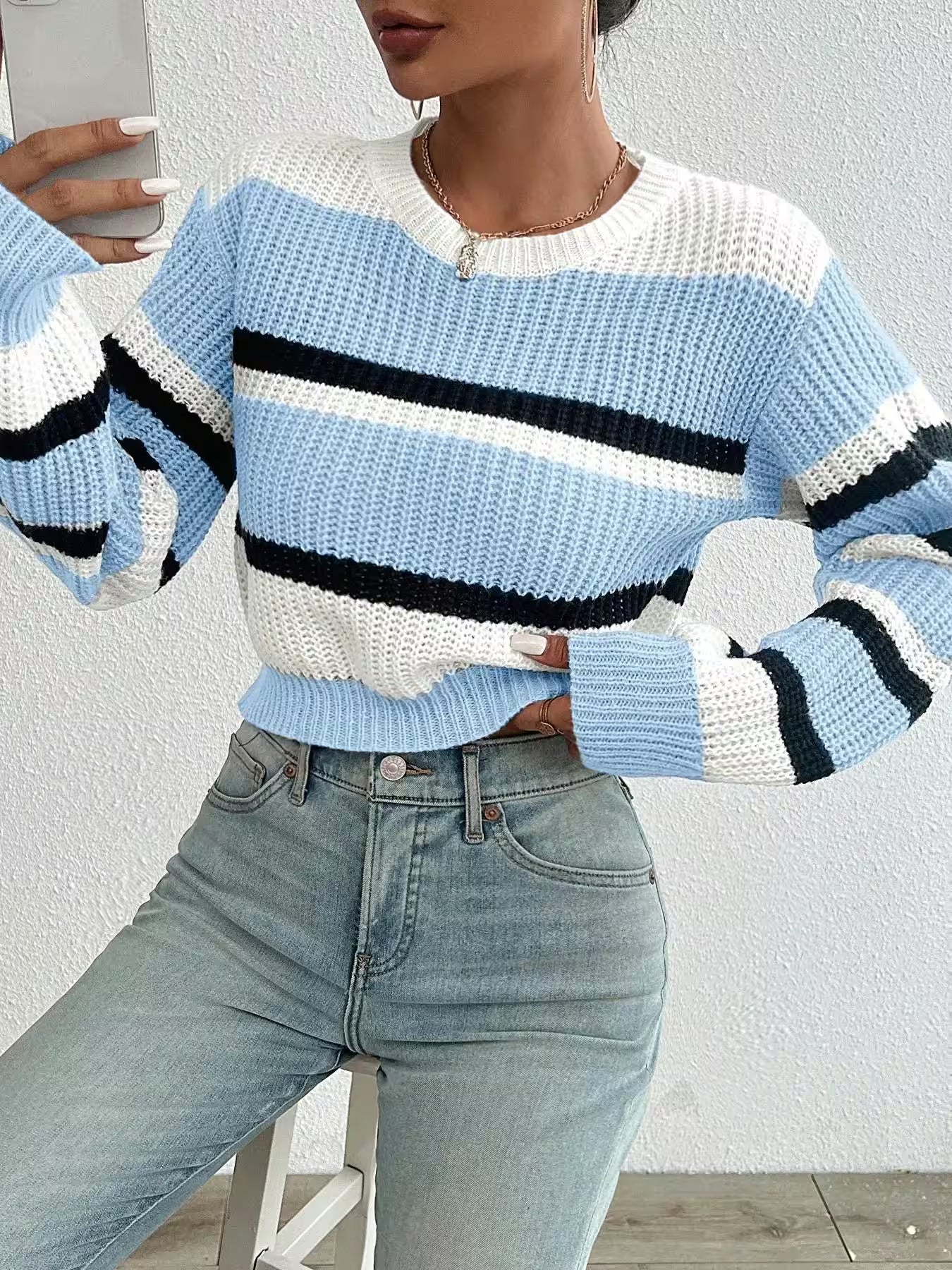 Sweater new acrylic loose drop shoulder round neck - Women's Fashion - View 5