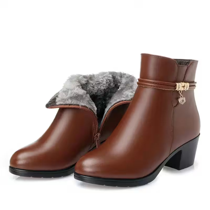Shoes Boots Zipper Mid Heel Plus Size - Additional View 7