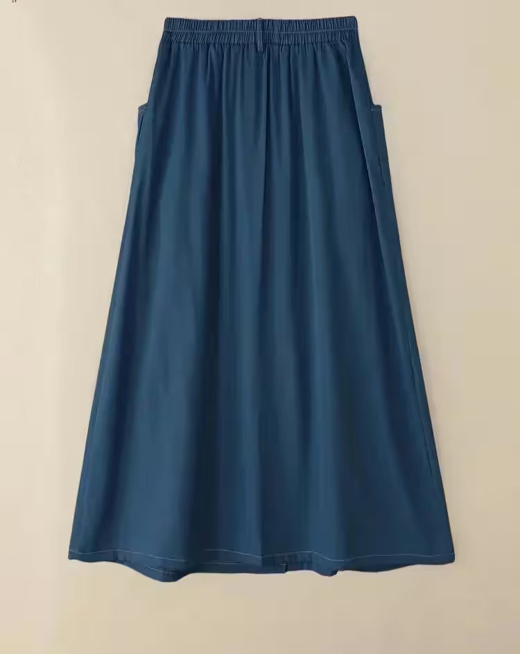 Casual Elastic Waist A-line Maxi Skirts - Additional View 5